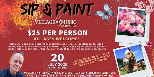 SIP & PAINT \ud83e\uddd1\u200d\ud83c\udfa8 at the Village Music Cafe \ud83c\udfa8\ud83c\udf77\ud83c\udfb6 !!