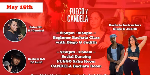 Fuego y Candela May 15th: DANCER'S NIGHT OUT Salsa Dance Social!