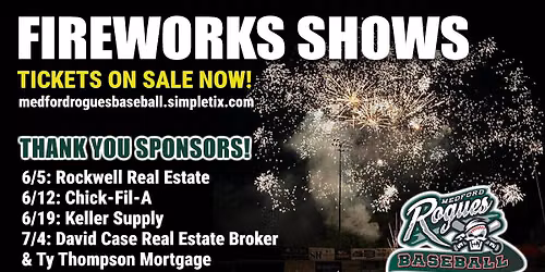 4 Fireworks Shows | GET TICKETS EARLY as dates may sell out!