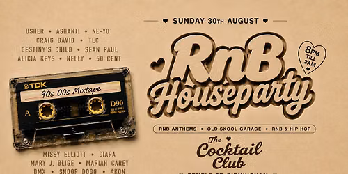 RnB House Party Bank Holiday Sunday 30\/8\/26
