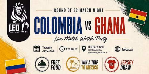 Colombia vs Ghana - Round of 32 Live Match Watch Party