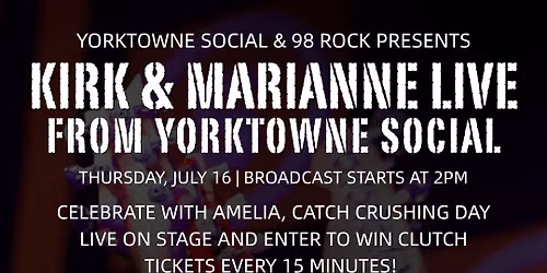 Amelia's Last Ride! with 98Rock and Crushing Day LIVE on stage! NO COVER