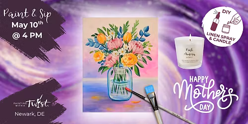 Mother's Day Paint & Sip \u2013 Creative Fun in Newark, DE - Elegant Bouquet (Add a Candle)