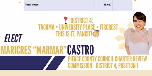 We Support Maricres for Pierce County Charter Review Commission District 4 Position 1.