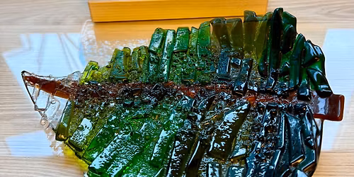 Fused glass leaf bowl or a wave (Curlew cafe)