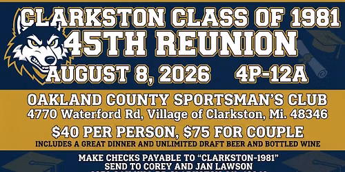 Class of 1981 45th Reunion