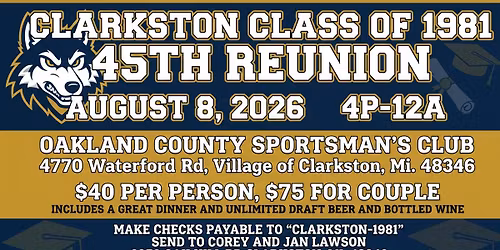Class of 1981 45th Reunion
