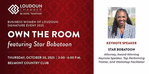 Business Women of Loudoun Signature Event: "Own the Room" feat. Star Bobatoon