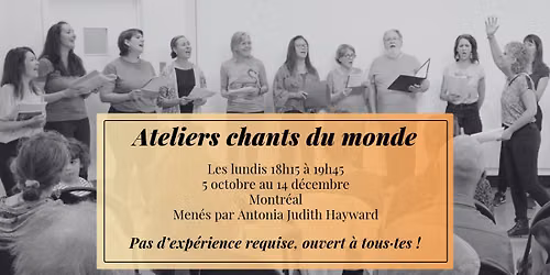 Ateliers chants du monde - session d'automne 2026