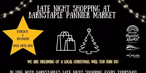 Late night shopping at Barnstaple Pannier Market - Thursday 4 December 2025