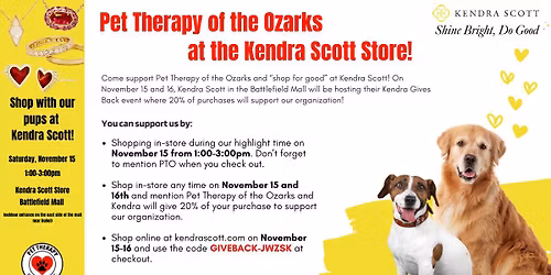 Pet Therapy of the Ozarks at the Kendra Scott Store