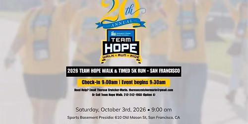 2026 Team Hope 5K Walk & Time 5k Timed Run - San Francisco