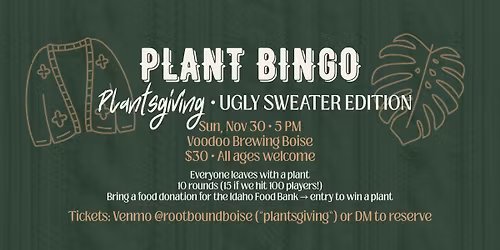 Plant Bingo: Plantsgiving \u2022 Ugly Sweater Edition