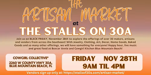 BLACK FRIDAY Artisan Market at The Stalls on 30A