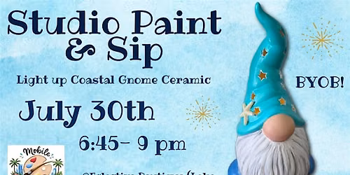 Light up Coastal Ceramic Gnome Painting