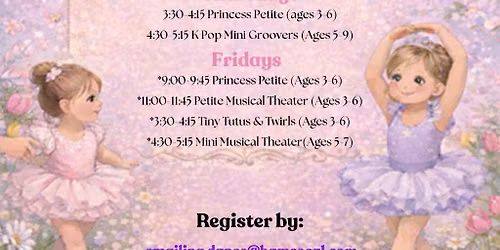 New Petite & Mini Dance Classes Starting! Ages 3\u20137