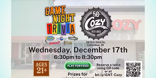 Game Night Trivia at Cozy Lounge