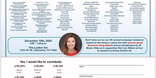 Campaign Kick Off w\/ Special Guest Governor Greg Abbott