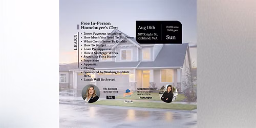 Free Homebuyer Class - WSHFC Sponsored - September 13th, 2026