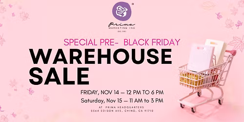 Get ready for our SPECIAL PRE\u2013BLACK FRIDAY WAREHOUSE SALE