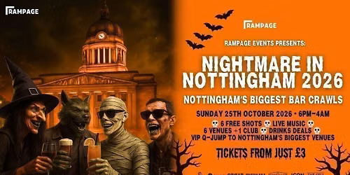 HALLOWEEN BAR CRAWL UON vs NTU - Nightmare in Nottingham  | 6 FREE SHOTS | 6 BARS | 1 CLUB: THE CELL 2-4-1 DRINKS BEFORE MIDNIGHT
