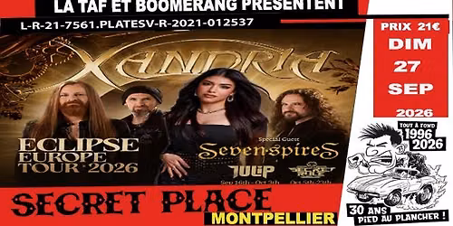 LA TAF & BOOMERANG pr\u00e9sentent XANDRIA + TULIP + SEVEN SPIRES