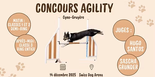 Concours agility Cyno-Gruy\u00e8re 14 d\u00e9cembre 2025 