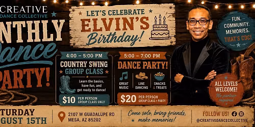 CDC's Monthly Dance Party + Country Swing Group Class