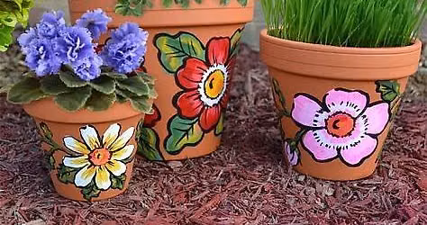 Adult and teen crafts - Paint a flower pot