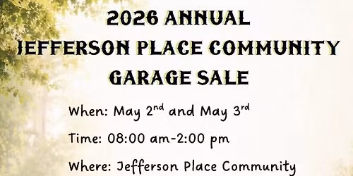 2026 Jefferson Place Garage Sale
