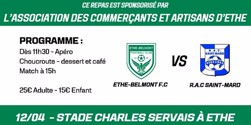 Repas du Ethe-Belmont F.C ! Sponsoris\u00e9 par l'Association des commer\u00e7ants et artisans d\u2019Ethe