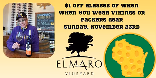 Wear Viking\/Packer Gear for $1 off glasses of wine