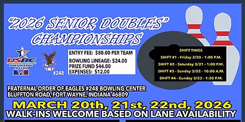 2026 Fort Wayne Metro USBC "Senior Doubles Championships" At Fraternal Order of Eagles #248