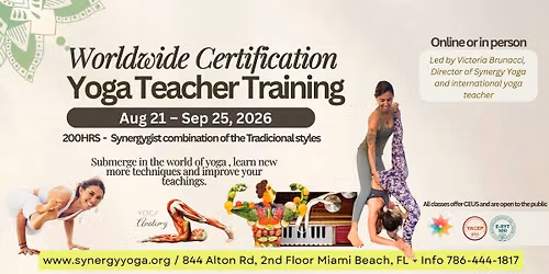 Hatha Vinyasa Yoga Teacher Training \/  Aug 21\u02e2\u1d57 \u2013 Sep 25\u1d57\u02b0, 2026