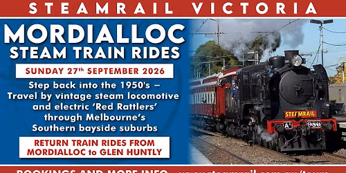 Mordialloc Steam Train Rides - Sunday 27th Sep 2026