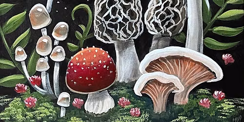 Midnight Mushrooms Canvas Paint and Sip