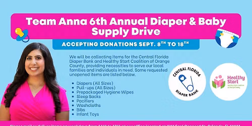 Team Anna\u2019s 6th Annual Diaper and Baby Supply Drive