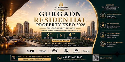 Gurgaon Residential Expo 2026 \u2014 NRI home buying, free.
