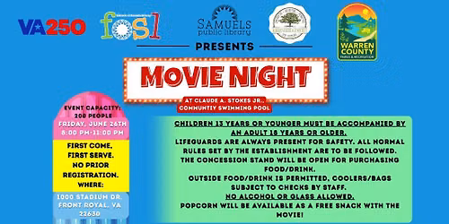 Movie Night at Claude A. Stokes, Jr. Community Swimming Pool