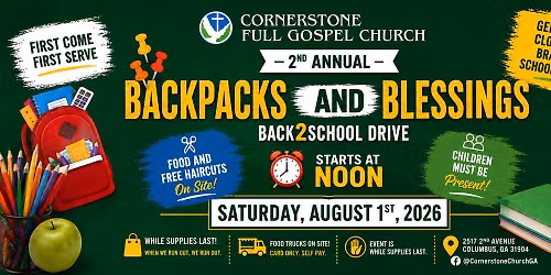 2nd Annual Backpacks & Blessings: Back 2 School Drive