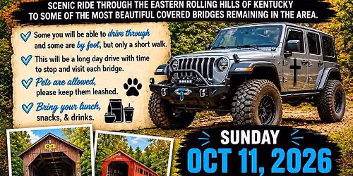 Faith & Flex Offroad's Fall Scenic Ride to visit the Historic Covered Bridges