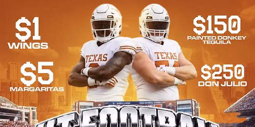 UT Vs OU Watch Party with $1 Wings and $5 Margaritas