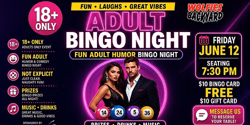 Adult Bingo Night at Wolfies Backyard | Fun, Laughs & Great Vibes!