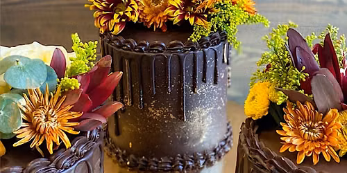 Sharp & Smooth Chocolate Ganache w\/Vintage Style Piping & Fresh Florals