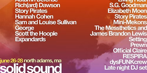 Solid Sound Festival: Wilco Billy Bragg The Breeders & Ryan Davis and The Roadhouse Band - 3 Day Pass