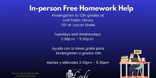 Free Homework Help program at your Lodi Public Library!
