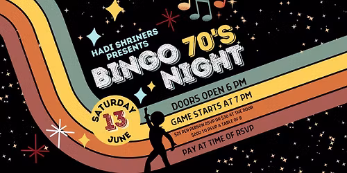 Hadi Shriners 70's BINGO