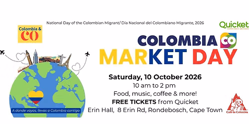 Colombia Market Day - Saturday 10 October 2026, 10 am to 2 pm