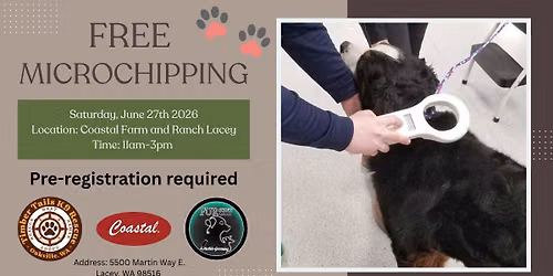 FREE Community Dog Microchipping event - Coastal Farm and Ranch Lacey