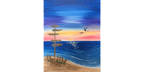Beach Signs at Sunset - Paint and Sip in Chicago | Classpop!\u2122